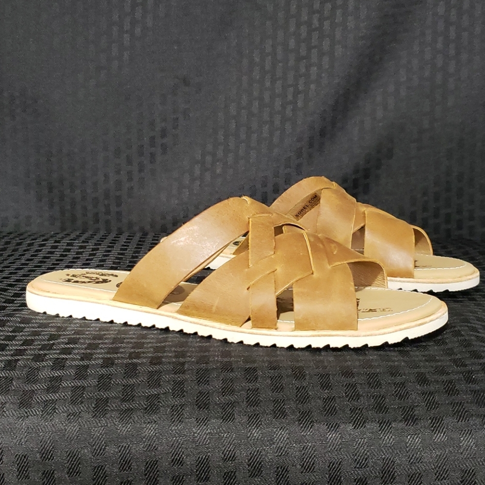 Sorel Ella Camel brown slide sandals